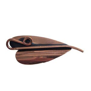 Vtg Signed Renoir Copper Leaf Brooch Pin MCM Modernist Statement Autumn